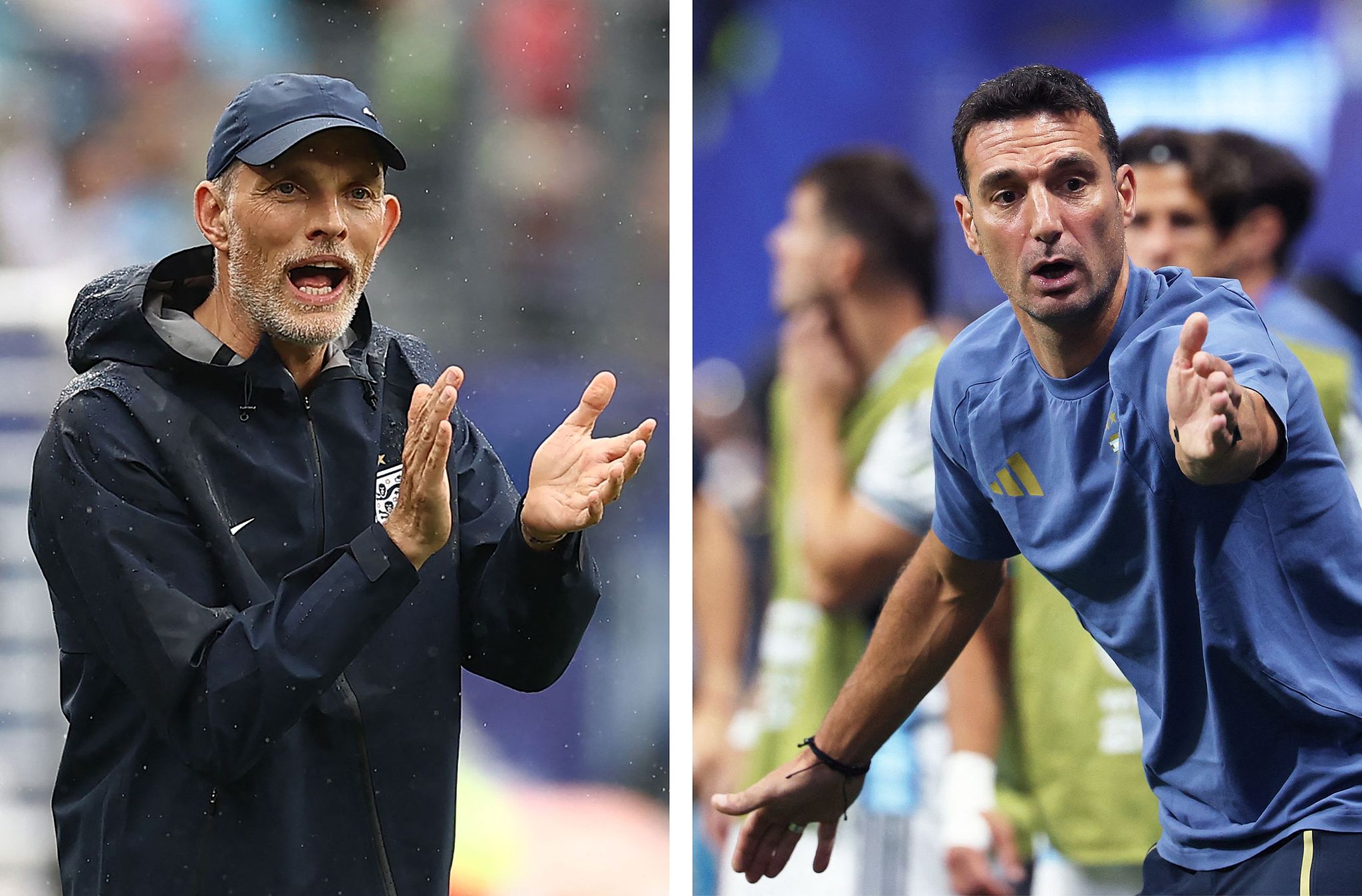England manager Thomas Tuchel (L) and Argentina coach Lionel Scaloni. /VCG