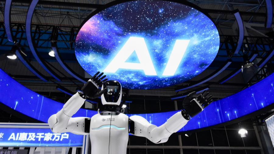 A humanoid robot of China Mobile is pictured at the exhibition area of the 2025 Global Industrial Internet Conference in Shenyang, northeast China's Liaoning Province, September 7, 2025. /Xinhua