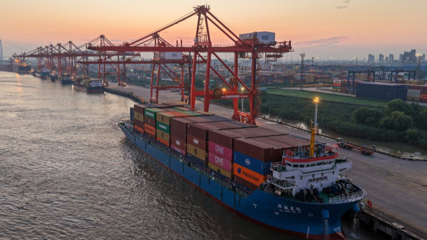 A photo of Nanjing Port Longtan Container Terminal, July 15, 2026. /CFP