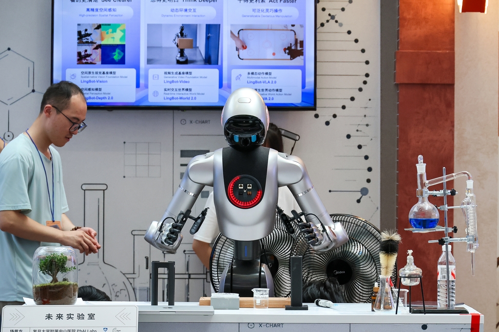 A humanoid robot is seen at the 2026 World Artificial Intelligence Conference (WAIC) in Shanghai, China on July 16, 2026. /IC