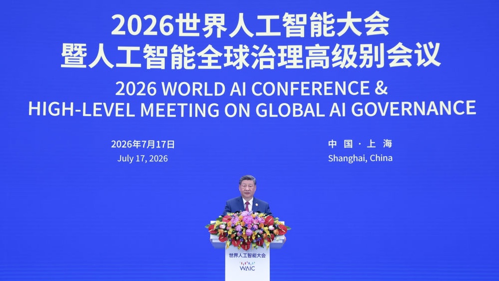 Chinese President Xi Jinping delivers a keynote speech at the opening ceremony of the 2026 World AI Conference and High-Level Meeting on Global AI Governance in Shanghai, China, July 17, 2026. /Xinhua
