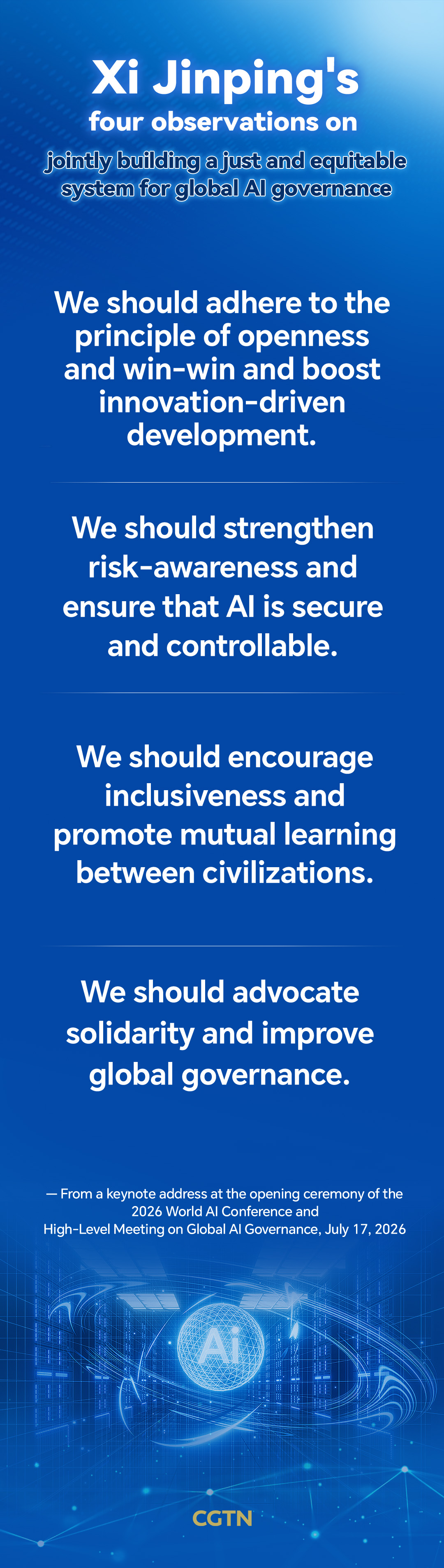 Xi Jinping's key quotes on four observations on AI development and governance