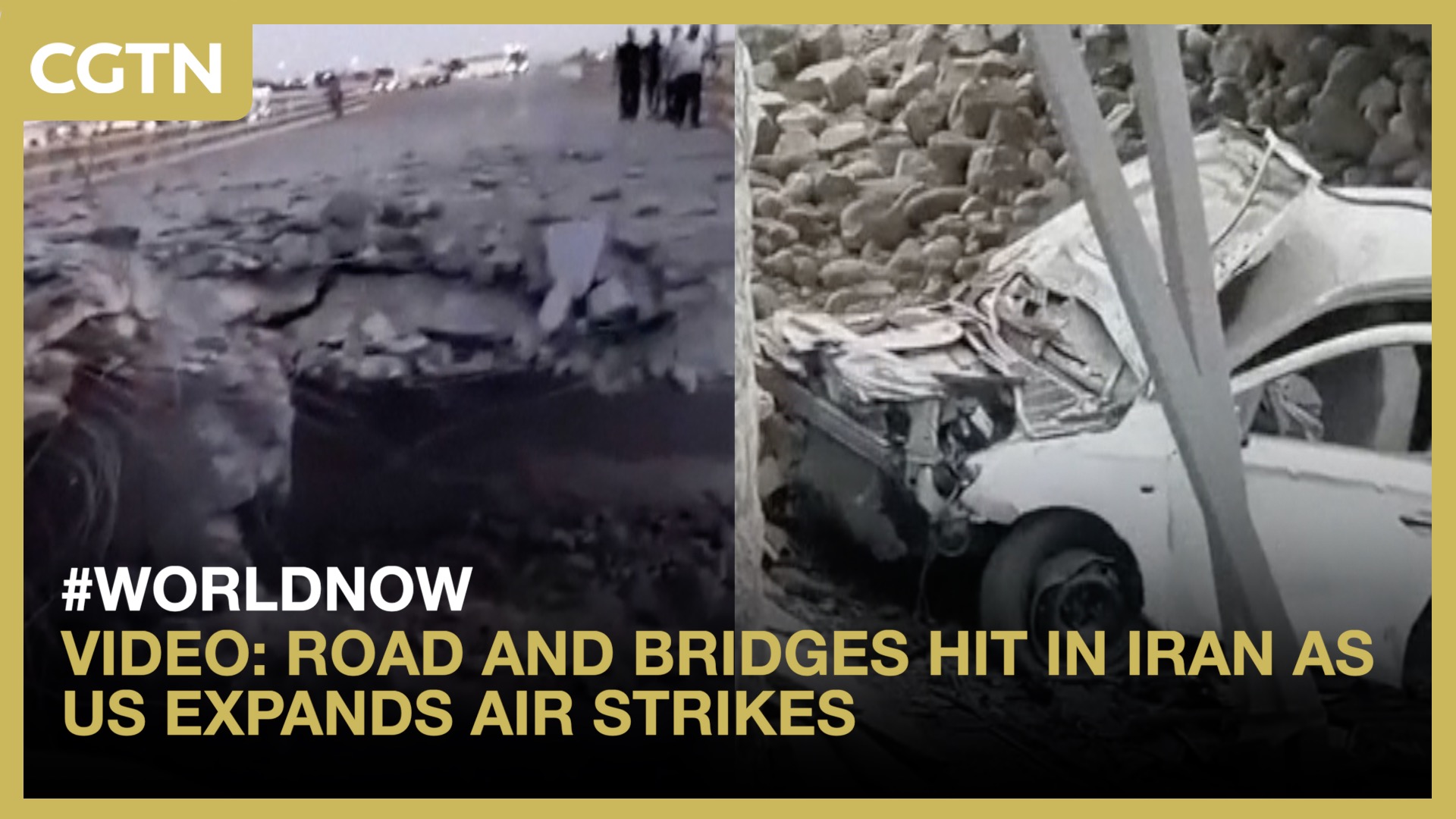 Video: Road and bridges hit in Iran as US expands air strikes 