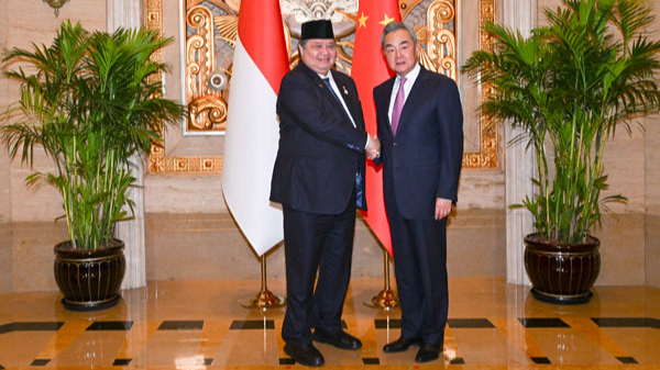 Wang Yi meets Indonesian coordinating minister for economic affairs