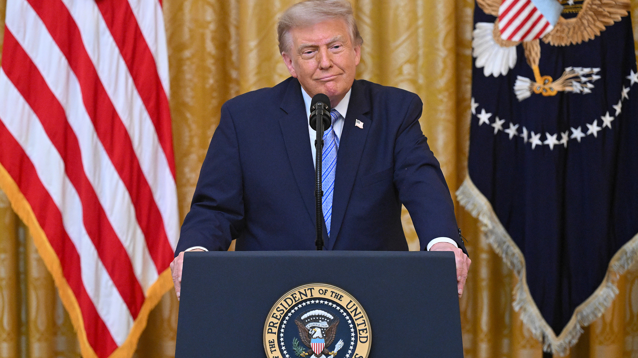 US President Donald Trump delivers a prime-time address to the nation in the East Room of the White House in Washington, DC, US, July 16, 2026. /CFP
