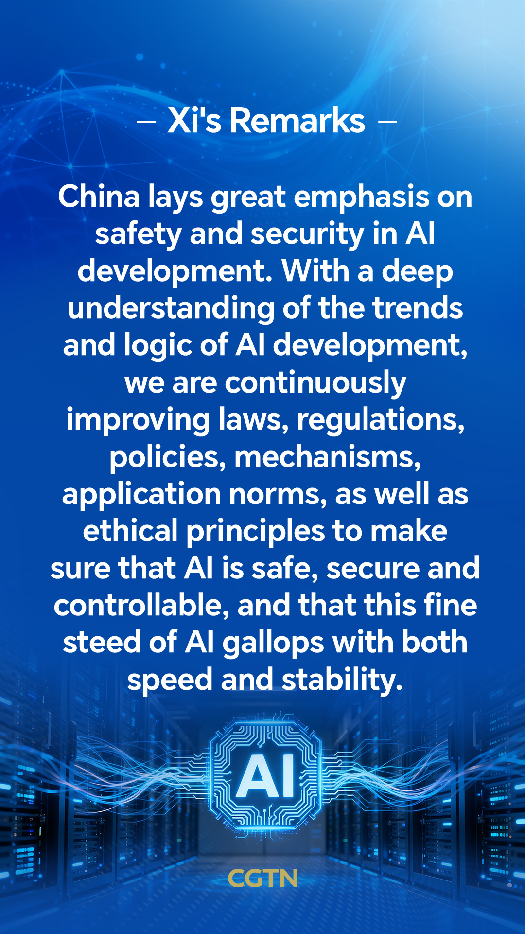 Xi Jinping's key remarks on China's role in global AI development, cooperation
