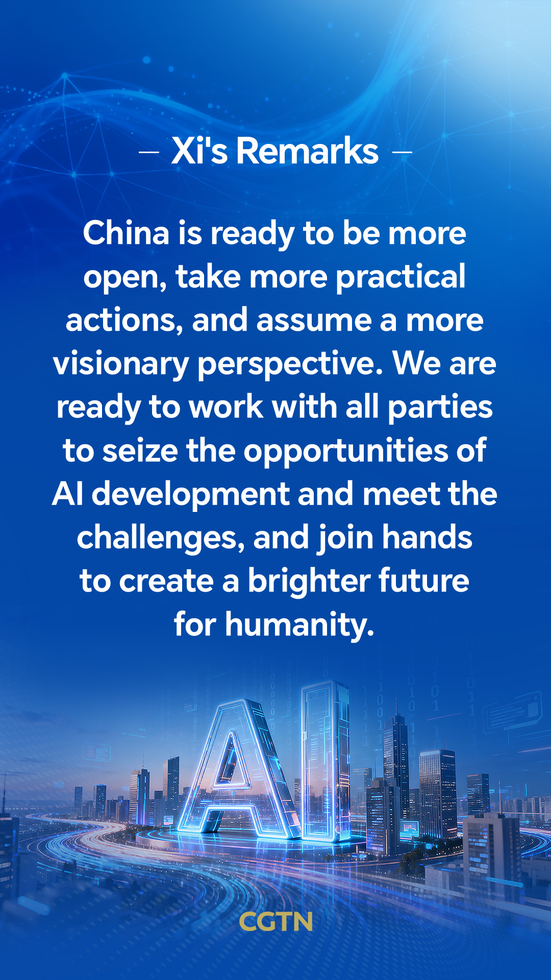 Xi Jinping's key remarks on China's role in global AI development, cooperation