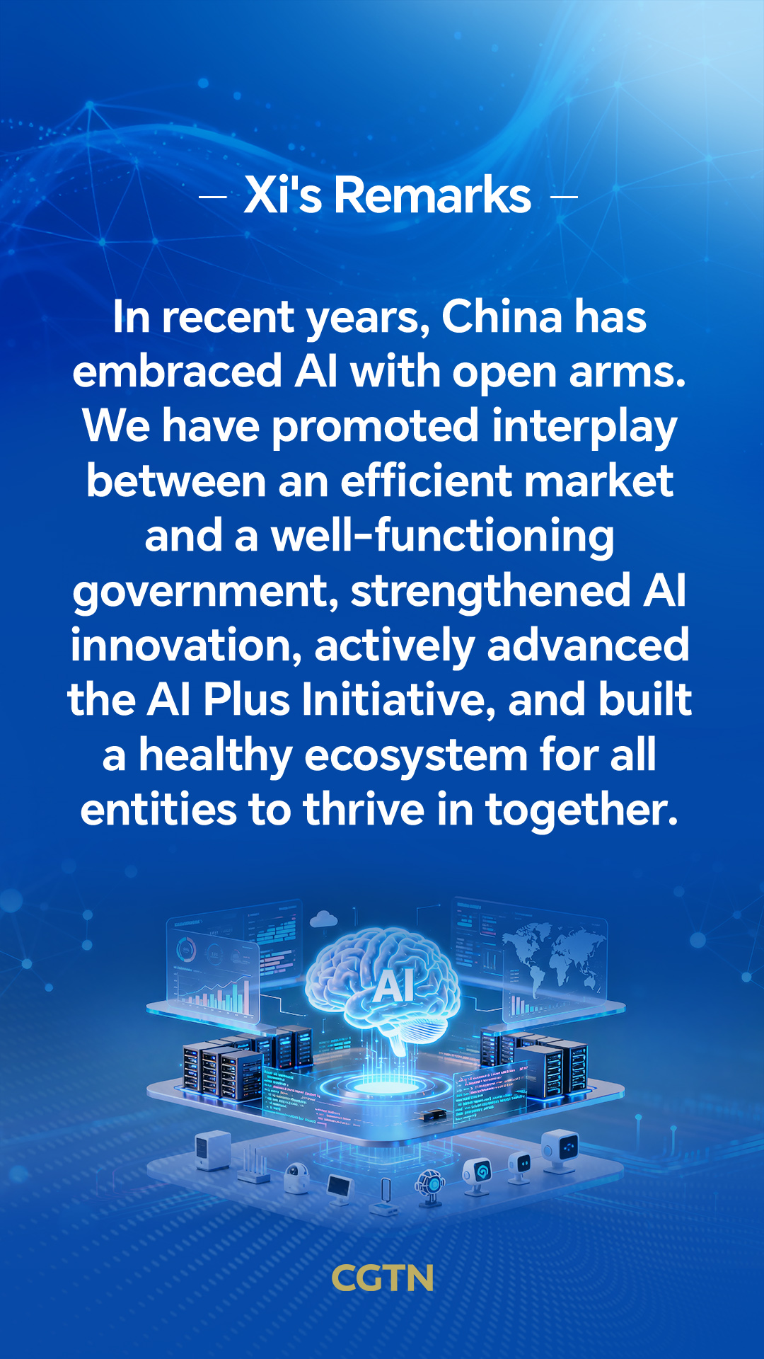 Xi Jinping's key remarks on China's role in global AI development, cooperation