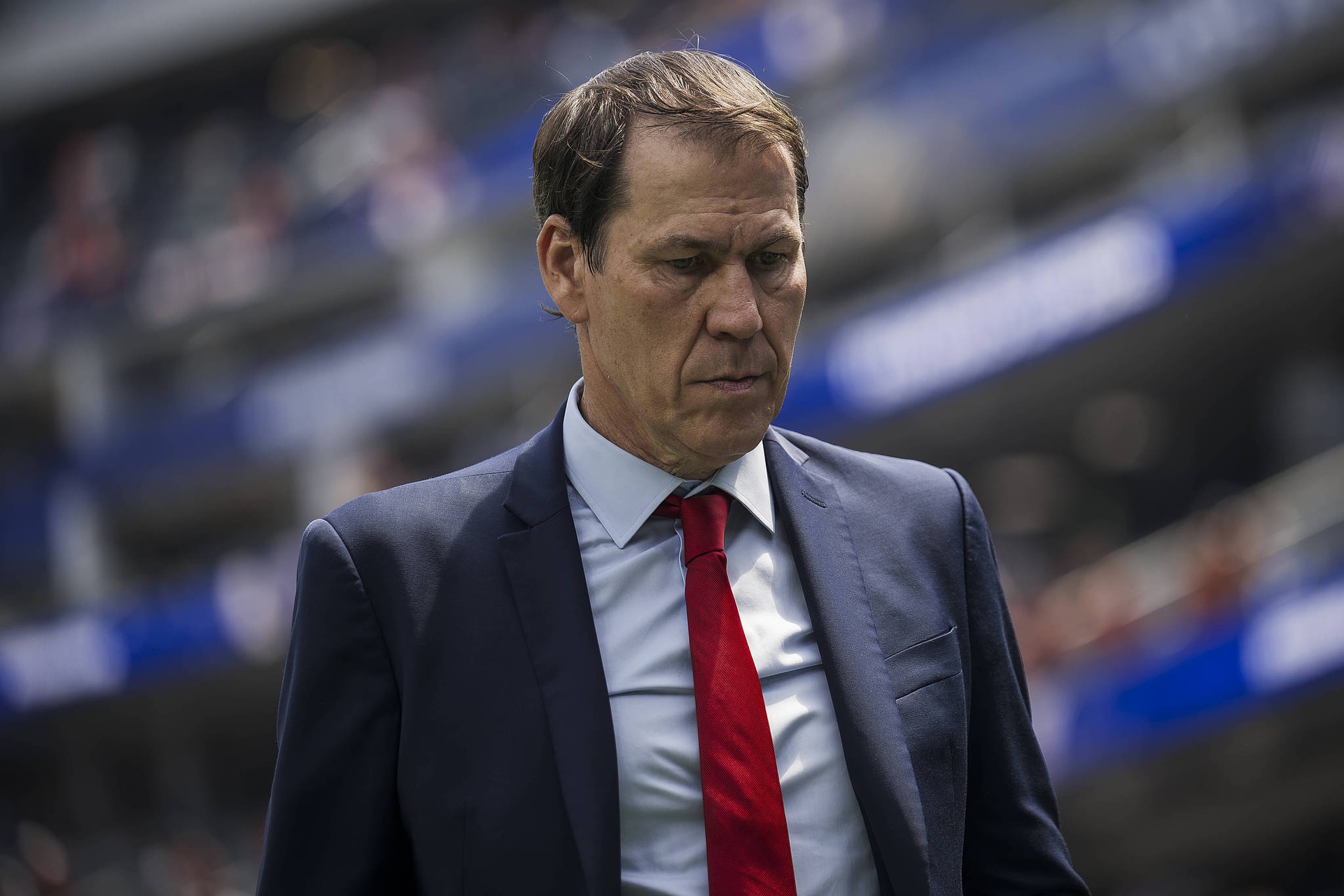 Coach Rudi Garcia reacts after Belgium's defeat against Spain in the 2026 FIFA World Cup quarterfinals in Inglewood, California, USA, July 10, 2026. /VCG