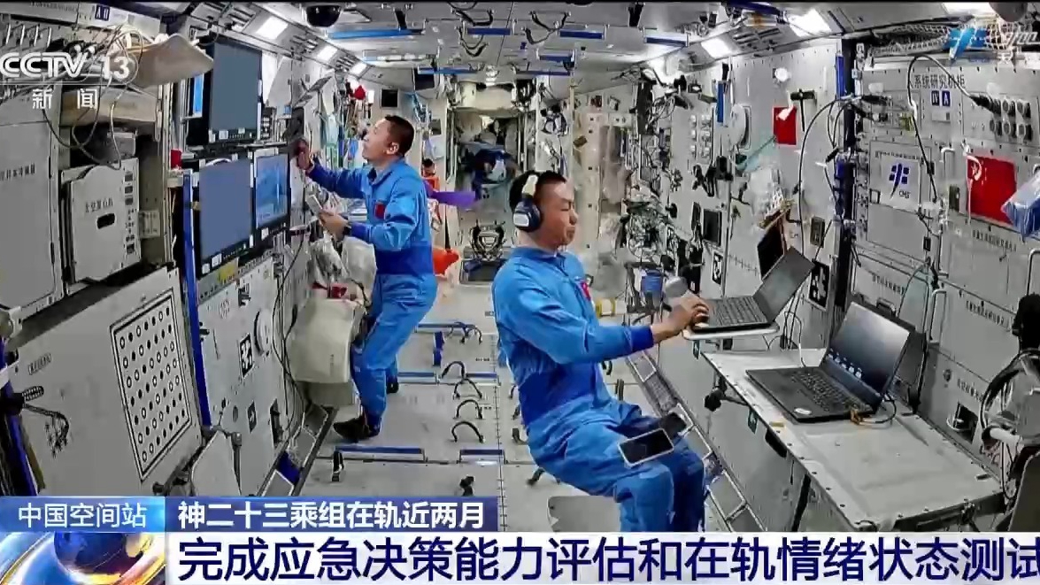 China's Shenzhou-23 astronauts working in the space station. /CMG