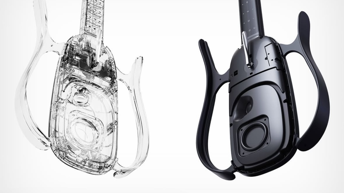 A concept image shows RIFFMATE, a stringless smart guitar designed with a touch-sensitive interface. /RIFFMATE