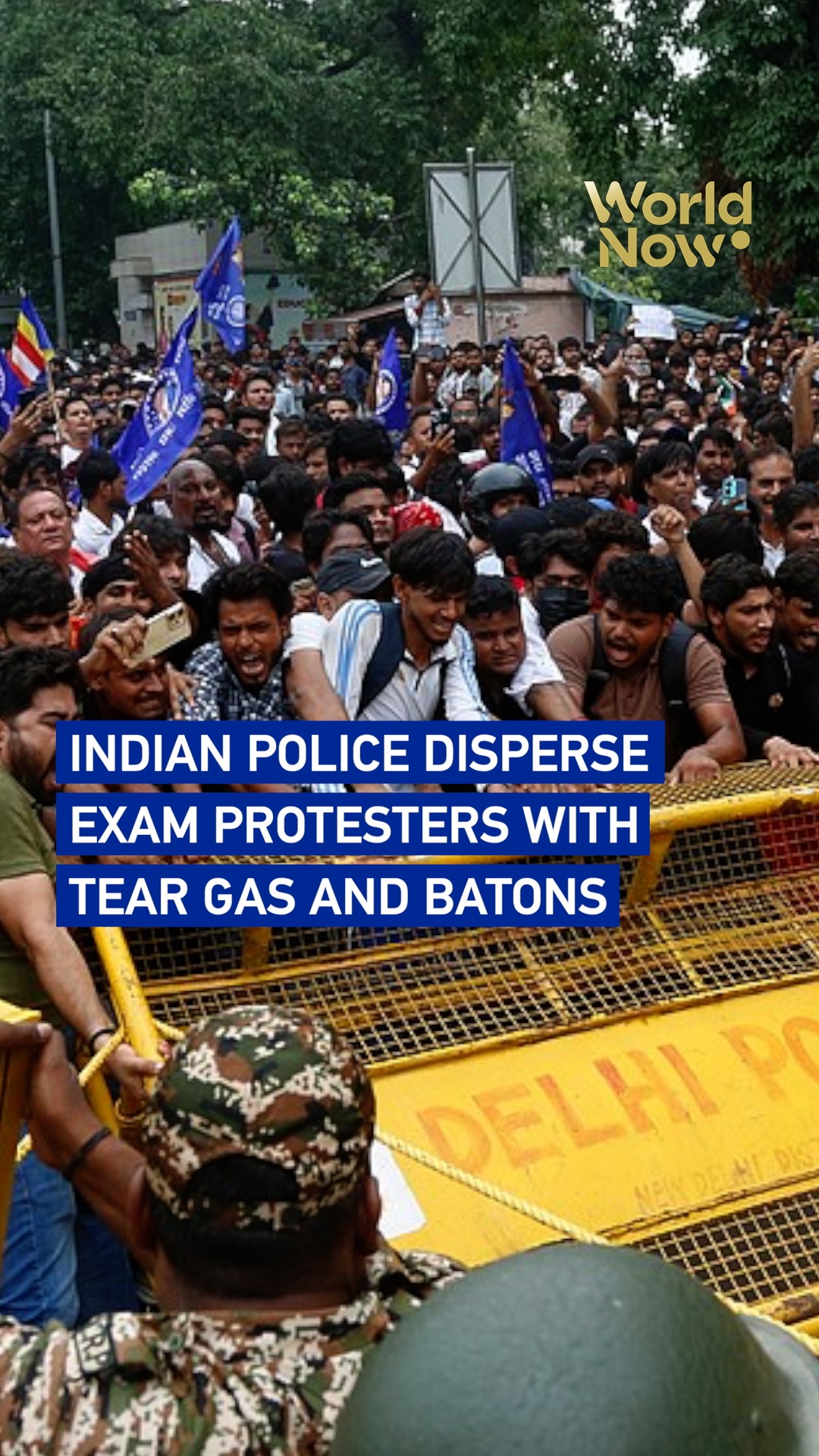 Indian police disperse exam protesters with tear gas and batons