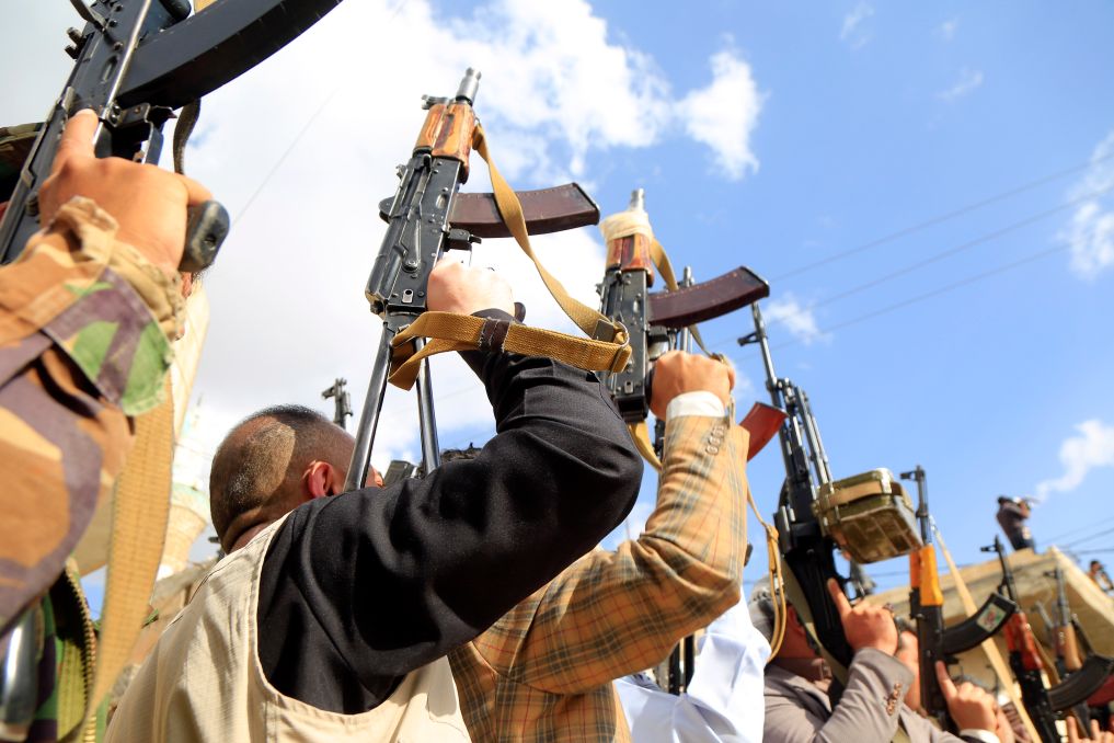 Armed men loyal to the Houthi group participate in an armed tribal rally supporting the resumption of attacks against Israeli ships, in Sanaa, Yemen, on March 11, 2025. /Xinhua