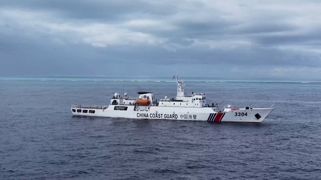 A file photo of the China Coast Guard patrolling in the waters off Huangyan Dao. /VCG