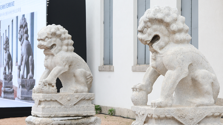 ROK returns pair of Qing Dynasty stone lions to China