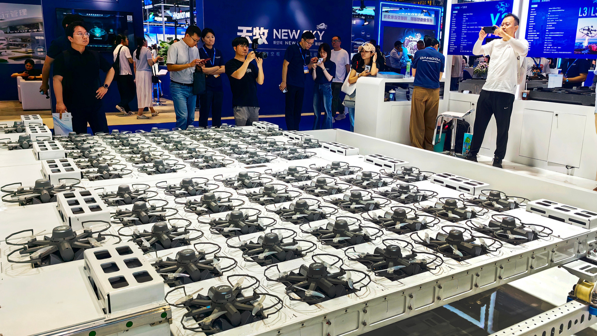 A drone swarm is displayed at the International Low-Altitude Economy Expo, Shanghai, China, July 22, 2026. /VCG