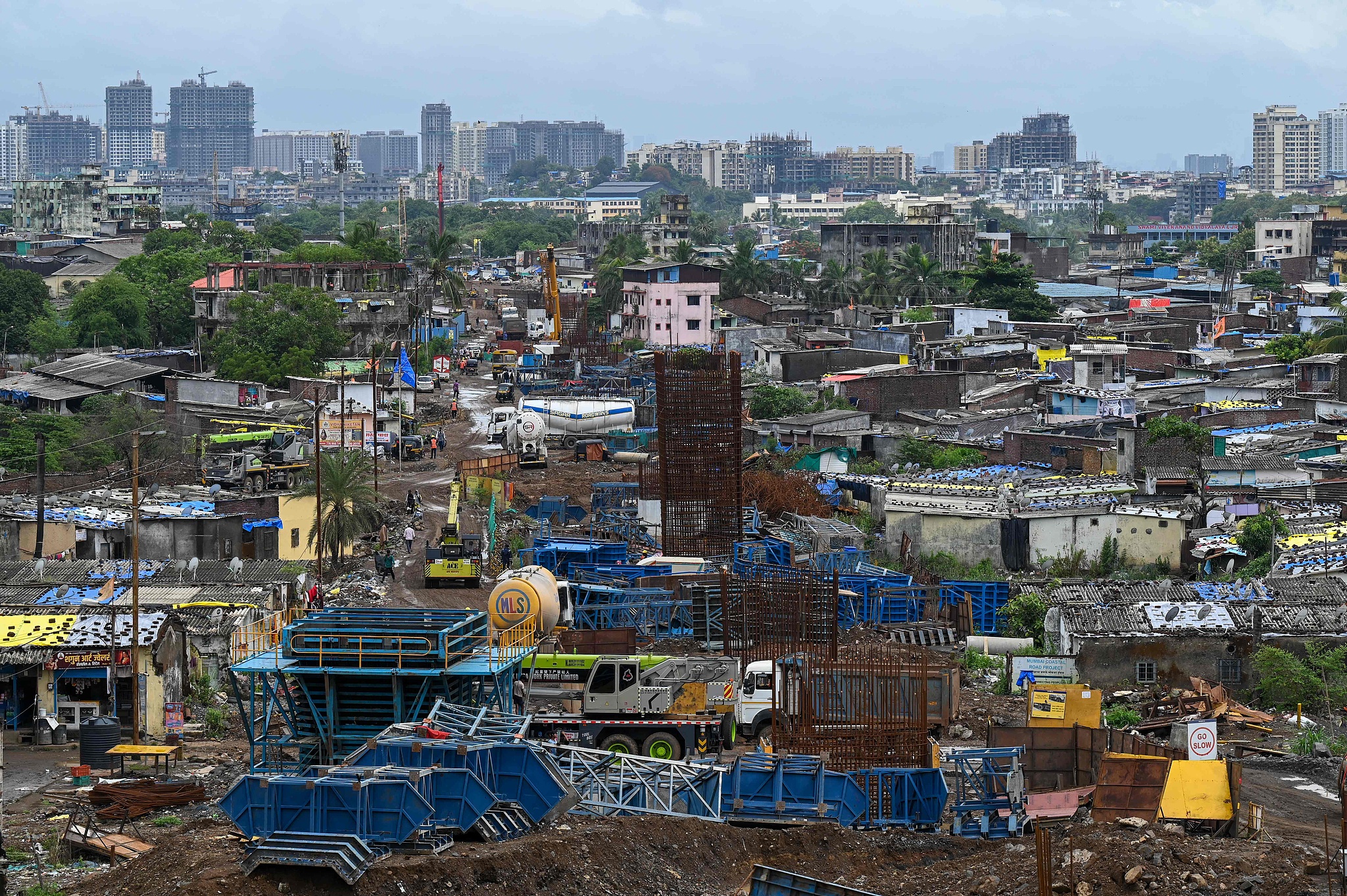 The construction site of the Mumbai-Ahmedabad High Speed Rail project in Maharashtra's Virar, India, June 29, 2026. /VCG