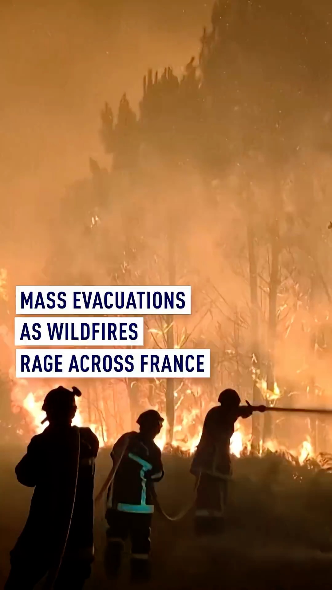 Mass evacuations as wildfires rage across France