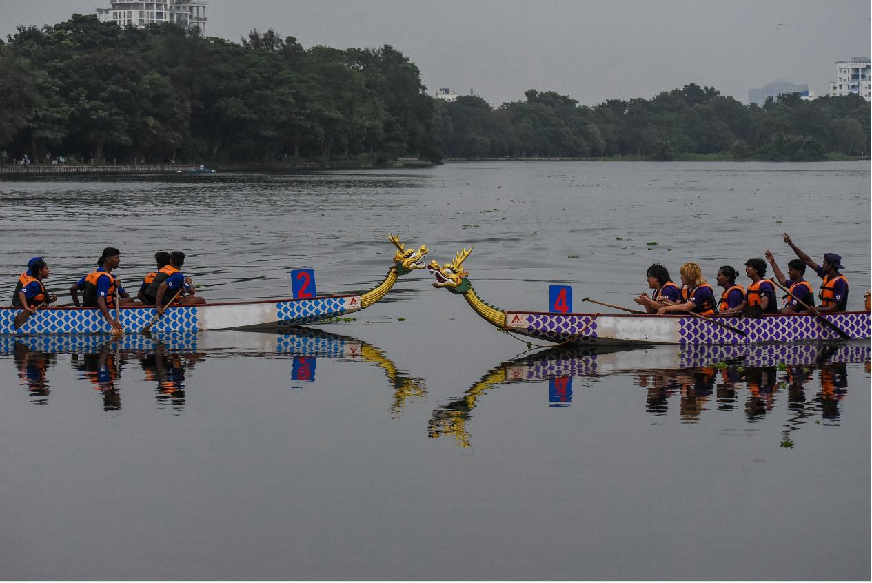 A scene during the Dragon Boat Race in Kolkata, India, July 11, 2026. /CFP
