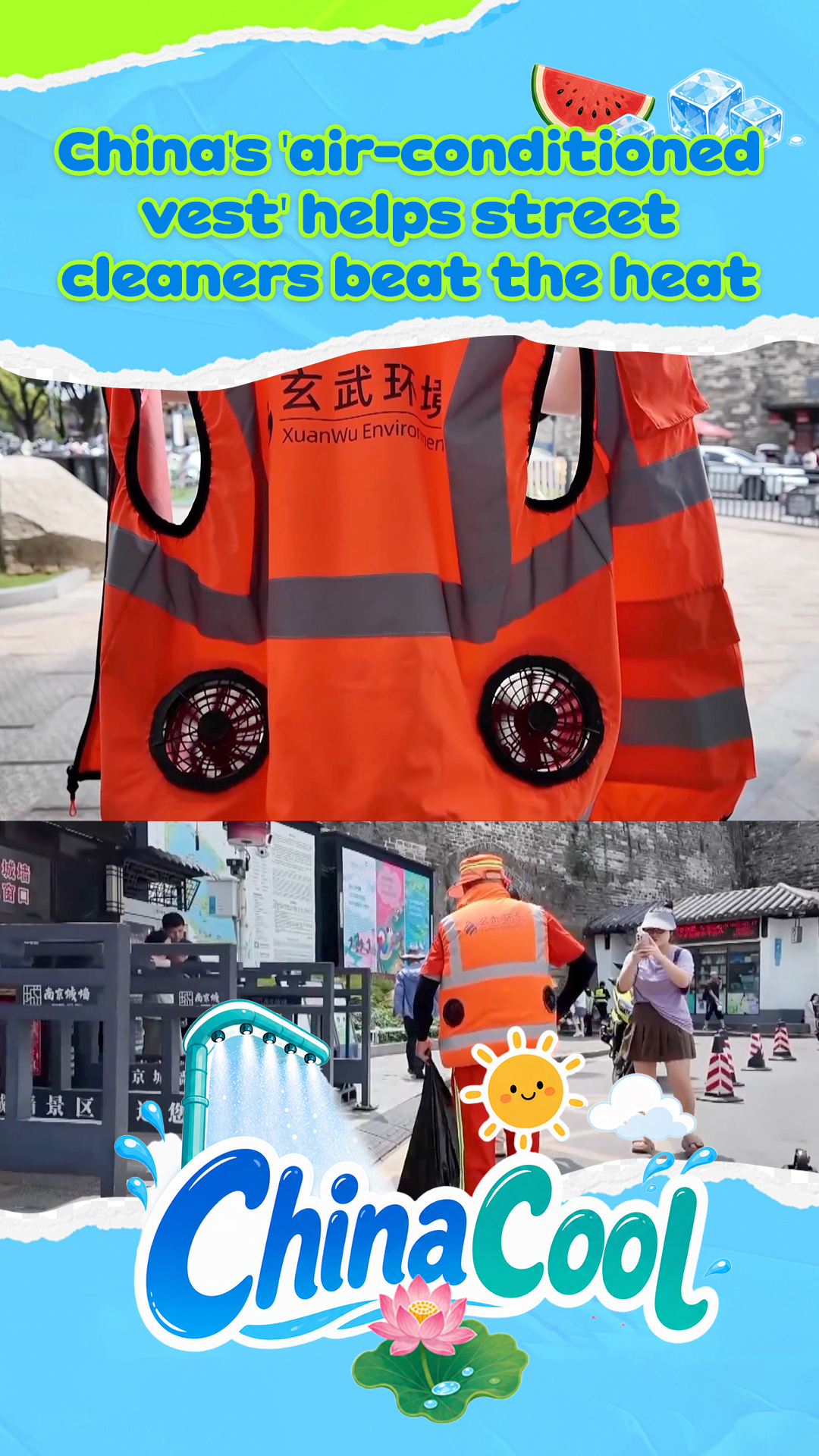 China's 'air-conditioned vest' helps street cleaners beat the heat