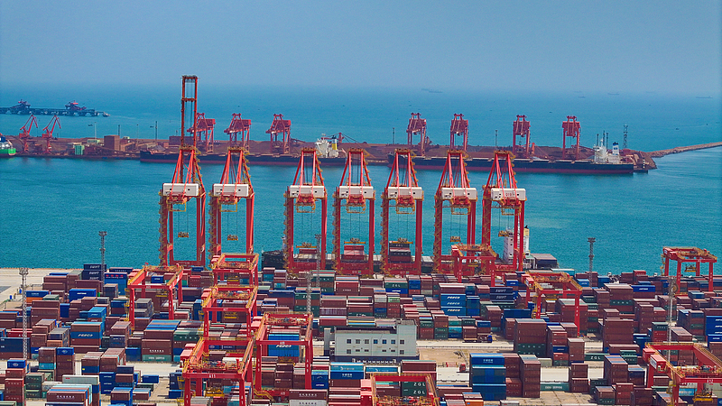 A file photo of the container terminal of Rizhao Port in Rizhao, east China's Shandong Province. /VCG