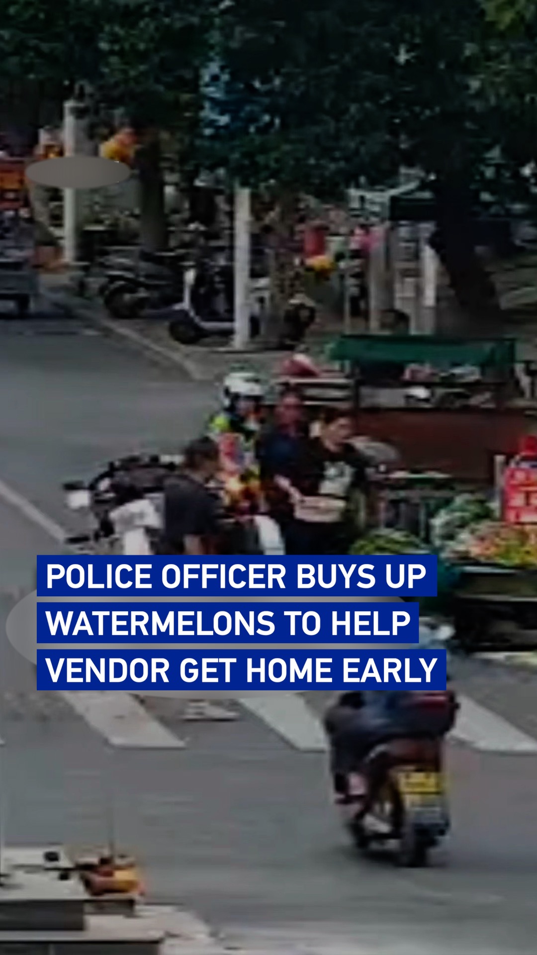 Police officer buys up watermelons to help vendor get home early