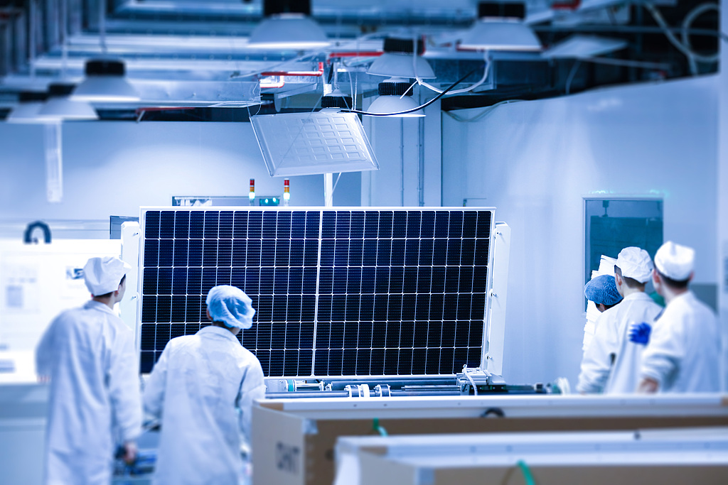 File photo of a solar panel factory in China's Jiangxi Province. /VCG