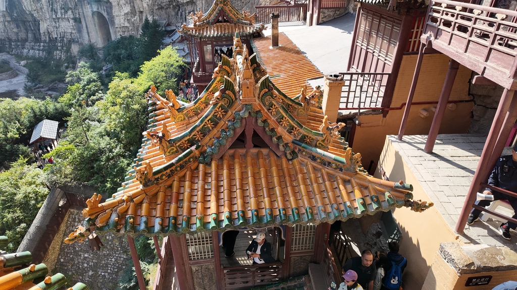 View from a level of the Hanging Temple (Xuankong Temple) in Datong, Shanxi Province, north China, July 28, 2026. /IC