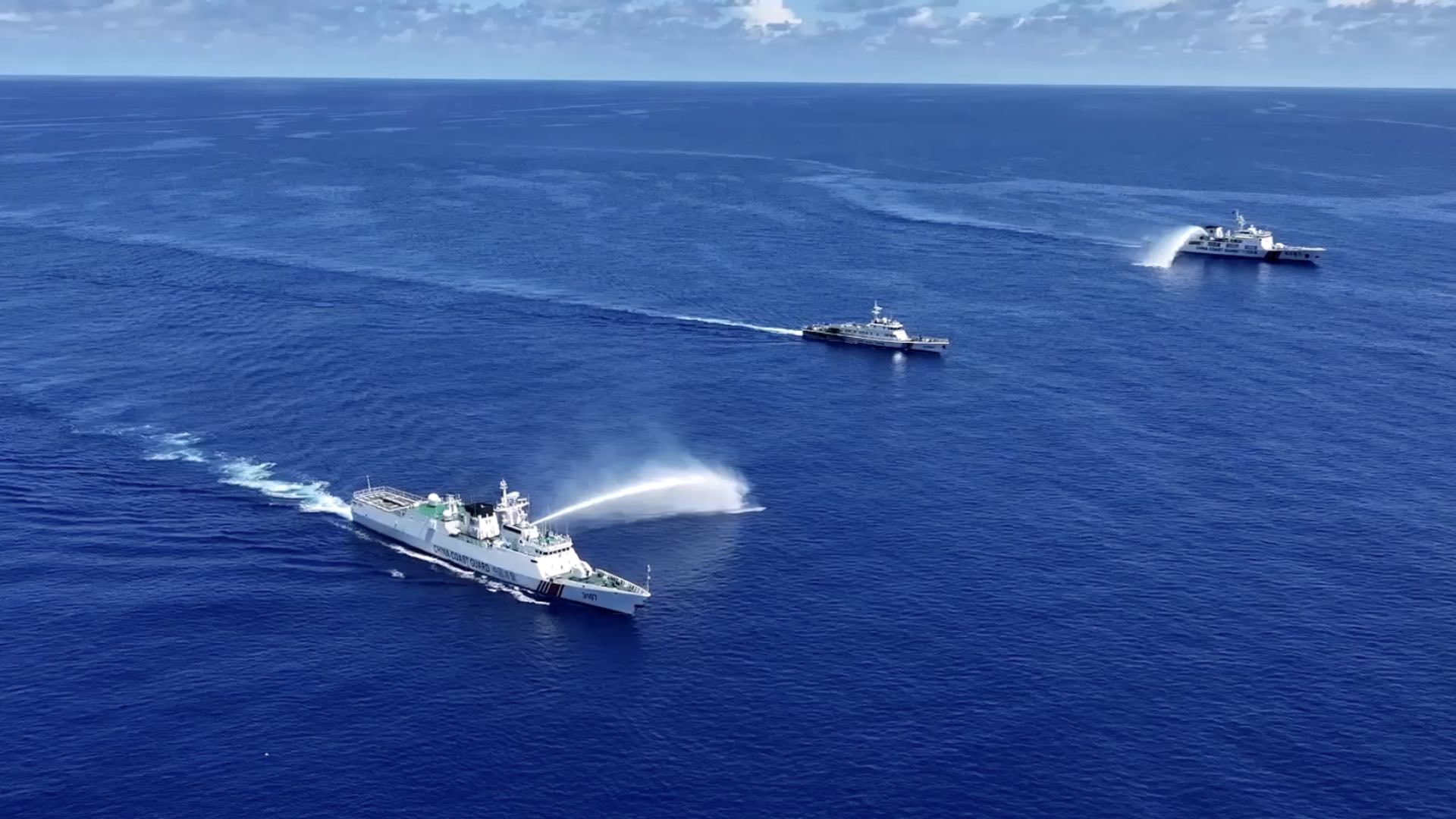 China Coast Guard (CCG) conducts drills on rights-protection law enforcement, as well as management and control, in the waters near China's Huangyan Dao, August 1, 2026. /CMG