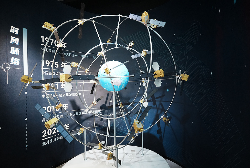 A model of the BeiDou Navigation Satellite System constellation is displayed in Hangzhou, Zhejiang Province, China, May 15, 2026. /VCG