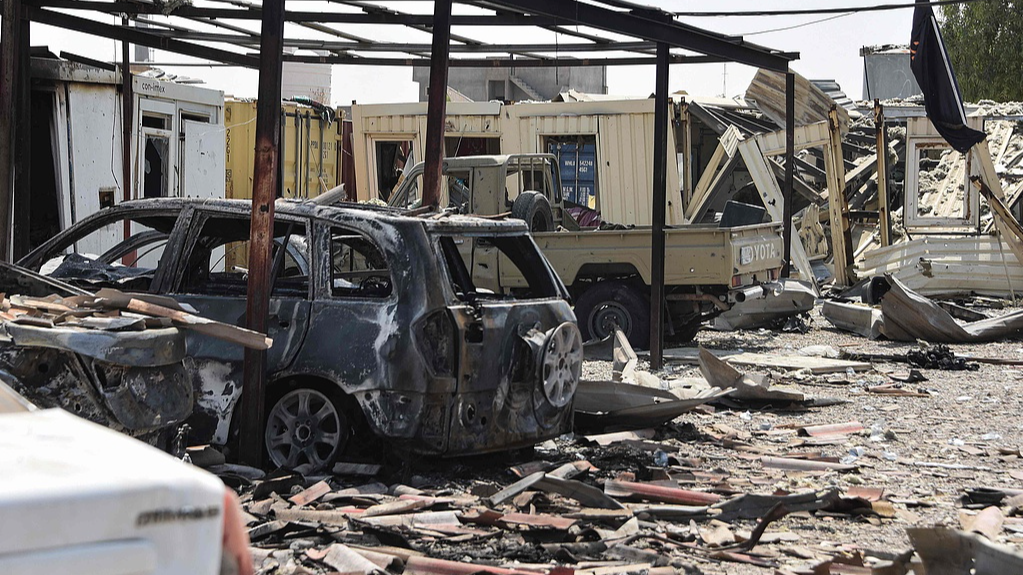 A general view of scorched vehicles at the site of a strike in Bartalla after US-Saudi strikes on Iraq, in Nineveh Province, Iraq, July 29, 2026. /VCG
