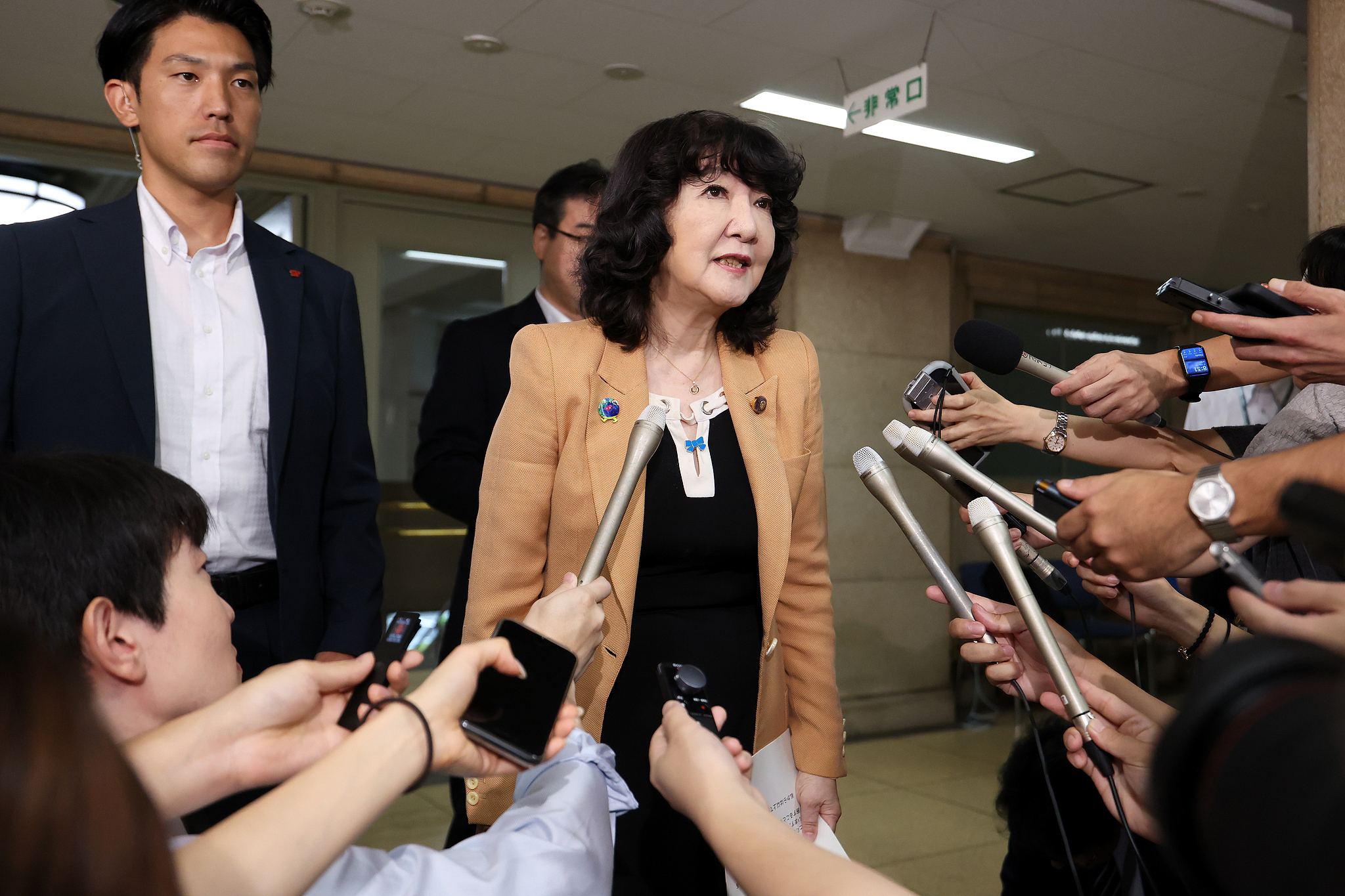 Satsuki Katayama, Japan's finance minister, speaks to members of the media, Tokyo, Japan, August 3, 2026. /VCG