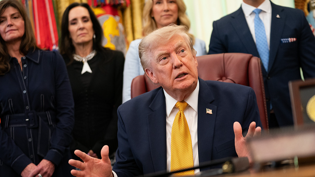 US President Donald Trump speaks during a meeting at the White House Oval Office in Washington DC, US, August 3, 2026. /VCG