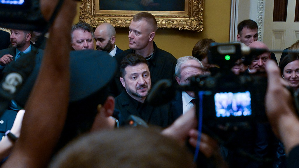 Ukrainian President Volodymyr Zelenskyy speaks to reporters at the US Capitol in Washington, DC, US, July 28, 2026. /VCG