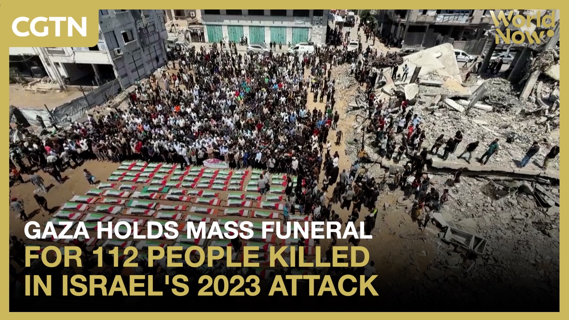 Gaza holds mass funeral for 112 people killed in Israel's 2023 attack