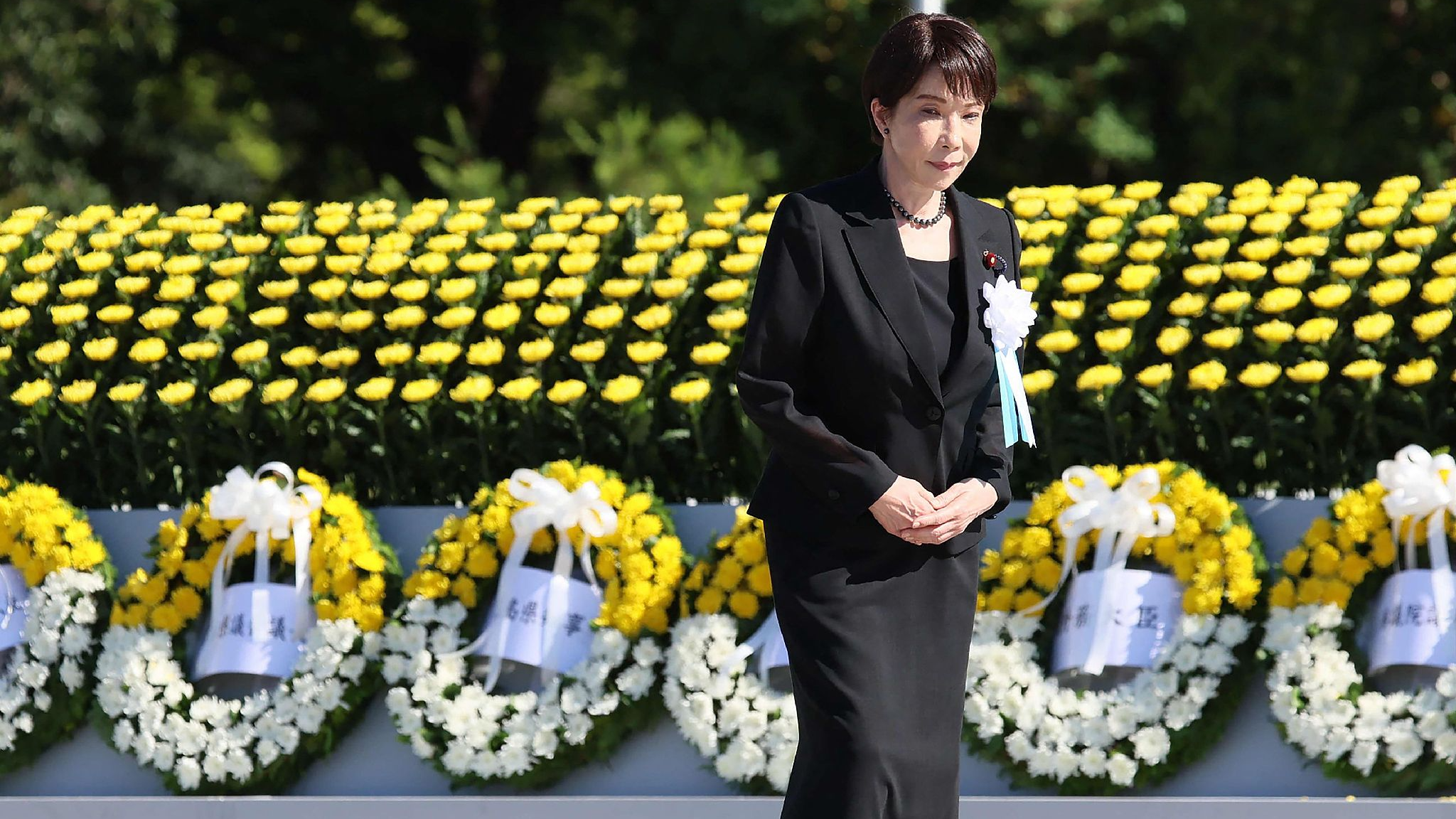 Japanese Prime Minister Sanae Takaichi looks on during a memorial at the Peace Memorial Ceremony, on the 81st anniversary of the dropping of the atomic bombs, in Hiroshima, Japan, August 6, 2026. /CFP