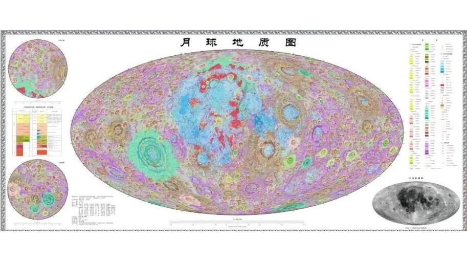 A new 1:5,000,000-scale geological map of the entire moon completed by China. /via CMG