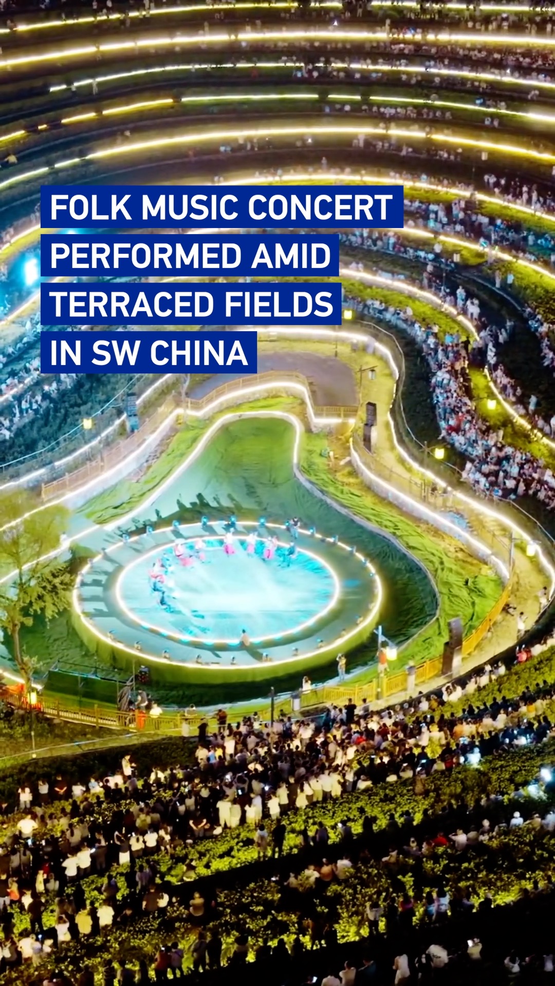 Folk music concert performed amid terraced fields in SW China