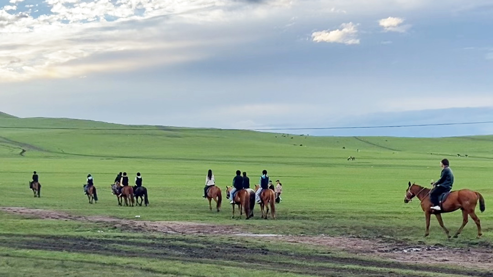 Sunset horse riding on the Hulunbuir Grasslands