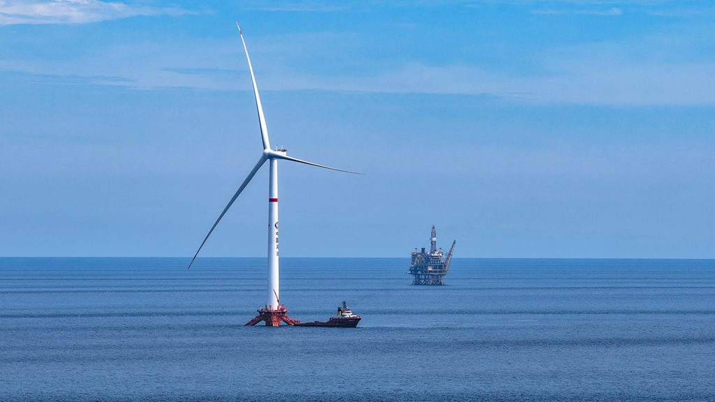 China's 16-megawatt tension-leg floating wind platform Haiyou Anlan. /CMG