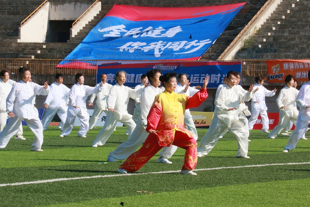 People perform tai chi to celebrate National Fitness Day, Shenyang, northeast China's Liaoning Province, August 8, 2026. /VCG