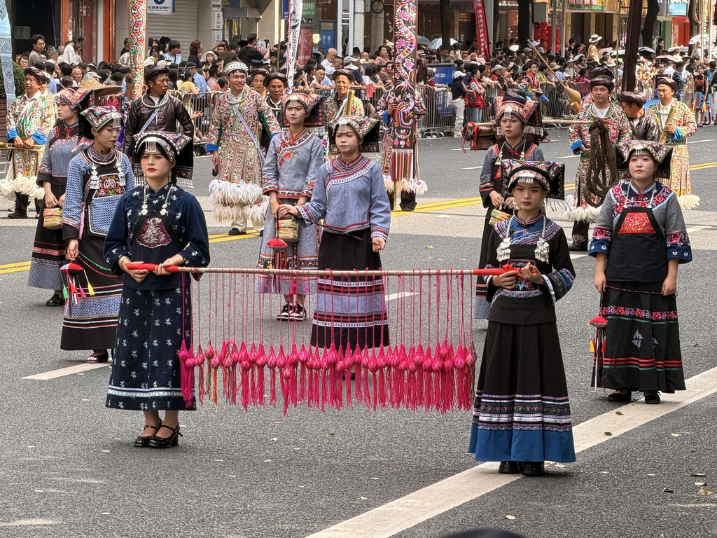 A grand ethnic unity parade is held in Duyun, Guizhou Province to celebrate the 70th anniversary of the establishment of the Qiannan Buyi and Miao Autonomous Prefecture on August 8, 2026. /VCG