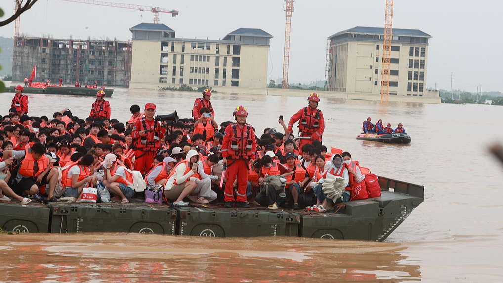About 12,000 students are evacuated from several schools in Guigang City, south China's Guangxi Zhuang Autonomous Region, July 9, 2026. /VCG