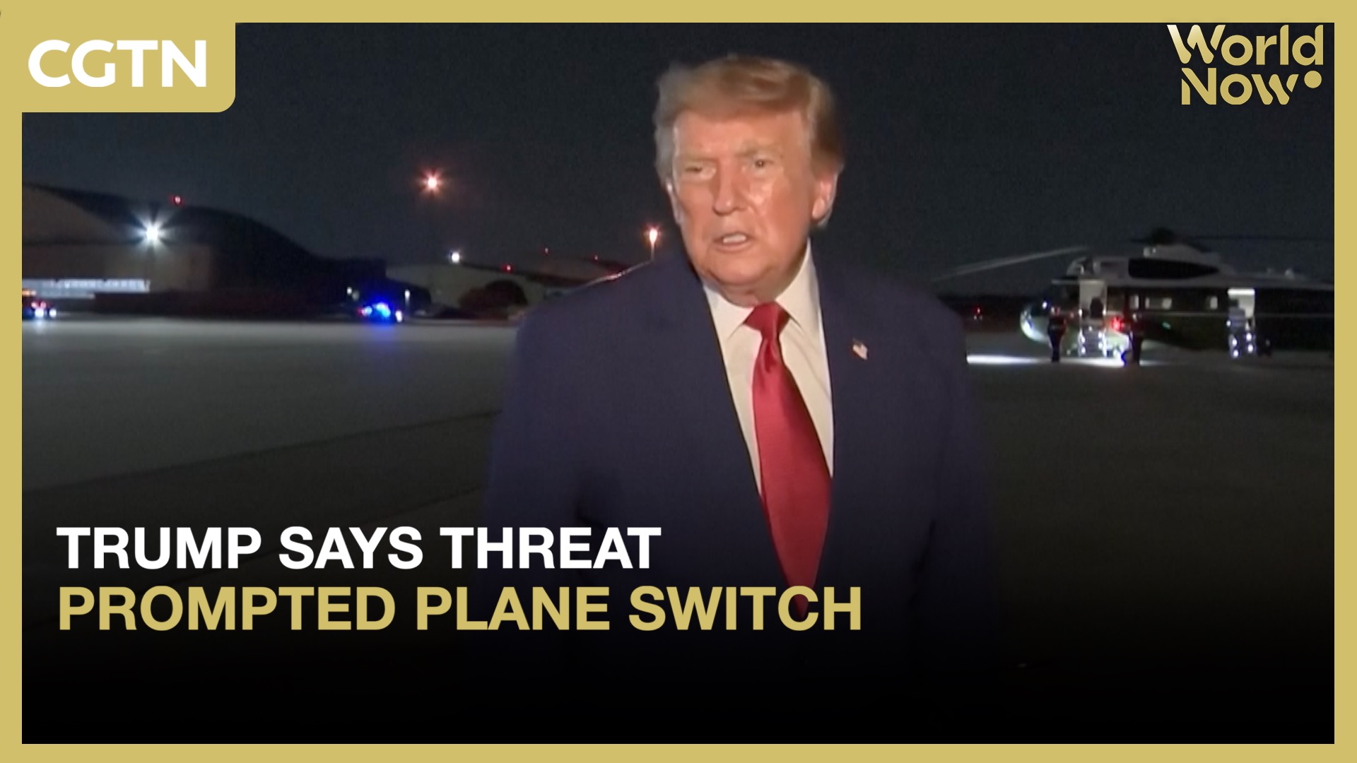 Trump says threat prompted plane switch