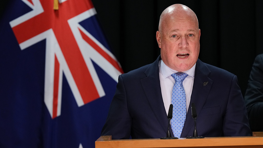 New Zealand Prime Minister Christopher Luxon speaks at a news conference at Parliament in Wellington, New Zealand, July 20, 2026. /VCG