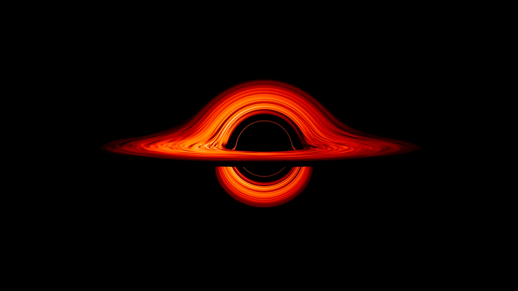 A simulation shows optical distortion around a black hole. /VCG