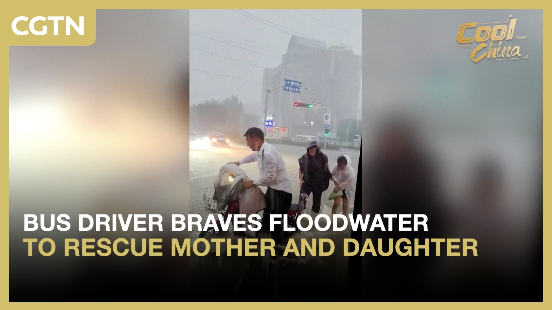 Bus driver braves floodwater to rescue mother and daughter