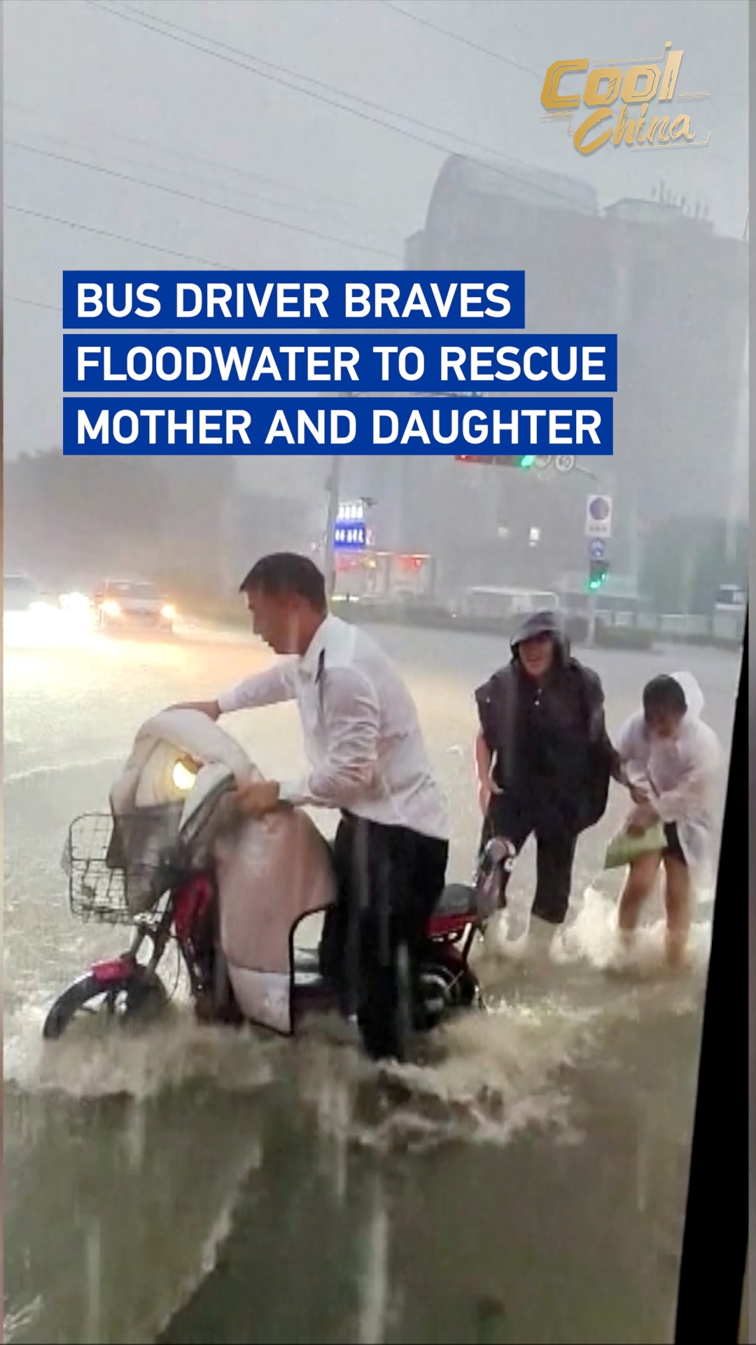 Bus driver braves floodwater to rescue mother and daughter