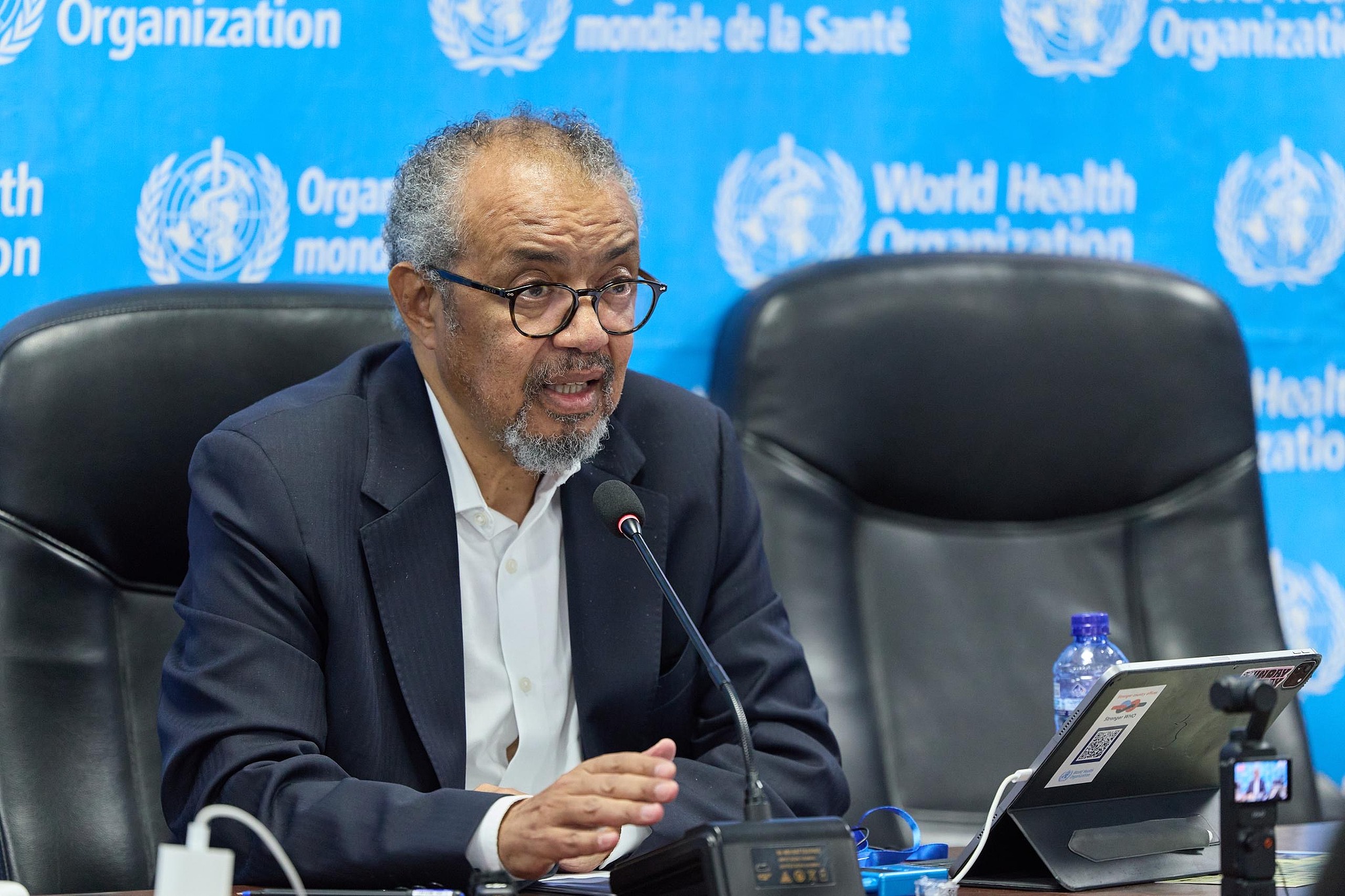 Tedros Adhanom Ghebreyesus, WHO director-general, speaks during a meeting with partners in Kinshasa, Democratic Republic of the Congo, August 5, 2026. /VCG
