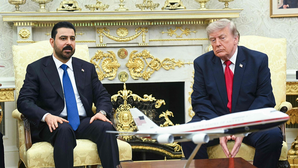 US President Donald Trump (R) meets with Prime Minister of Iraq Ali al-Zaidi (L) in the Oval Office of the White House in Washington, DC, US, July 14, 2026. /VCG